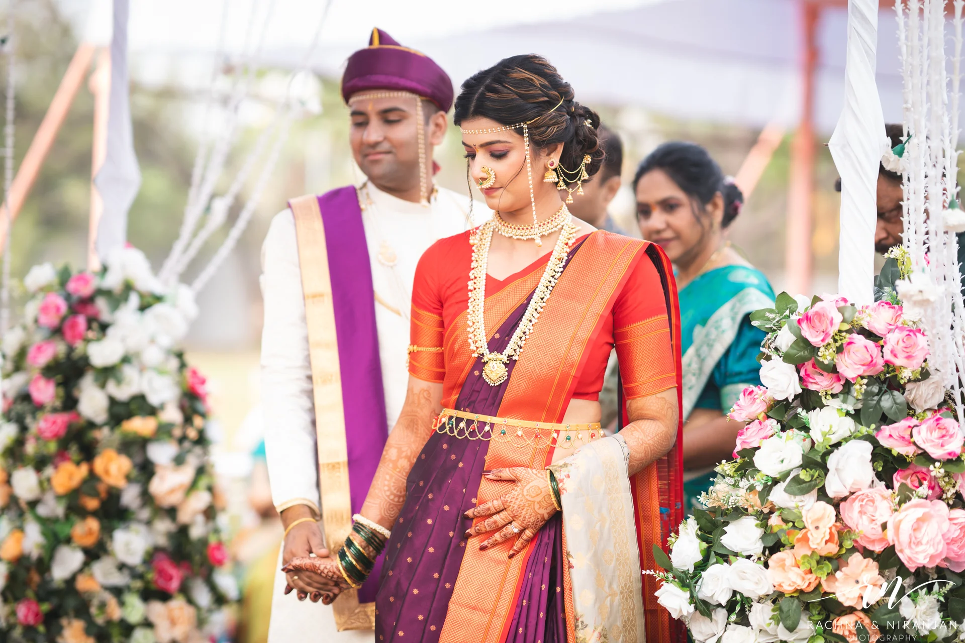 Candid Wedding Moment: Candid shot of Shraddha and Jordan sharing a joyful moment on their wedding day in Pune