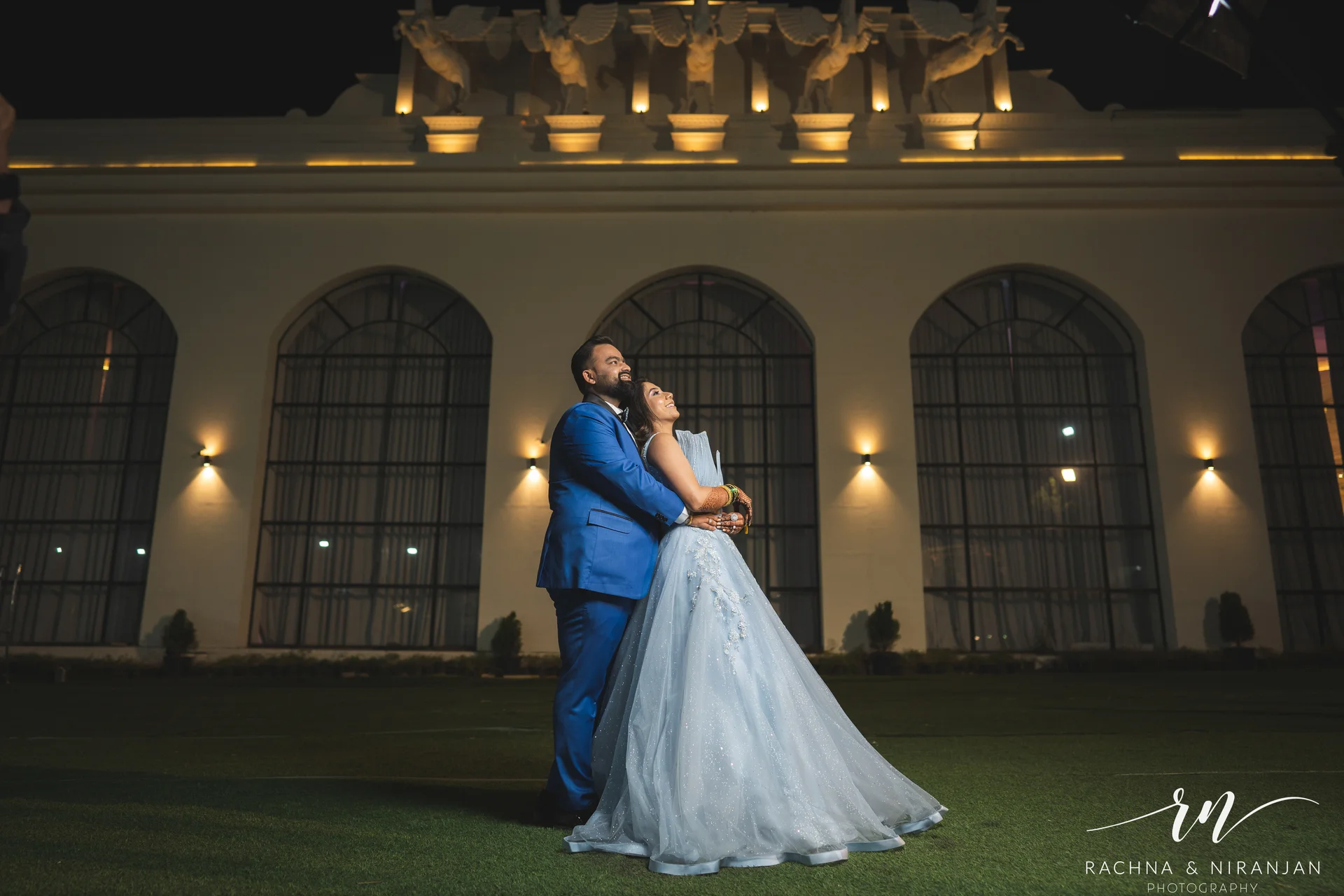 Romantic couple portrait of Sneha & Rahul during their Gujarati wedding celebrations at Mayfield Estate.