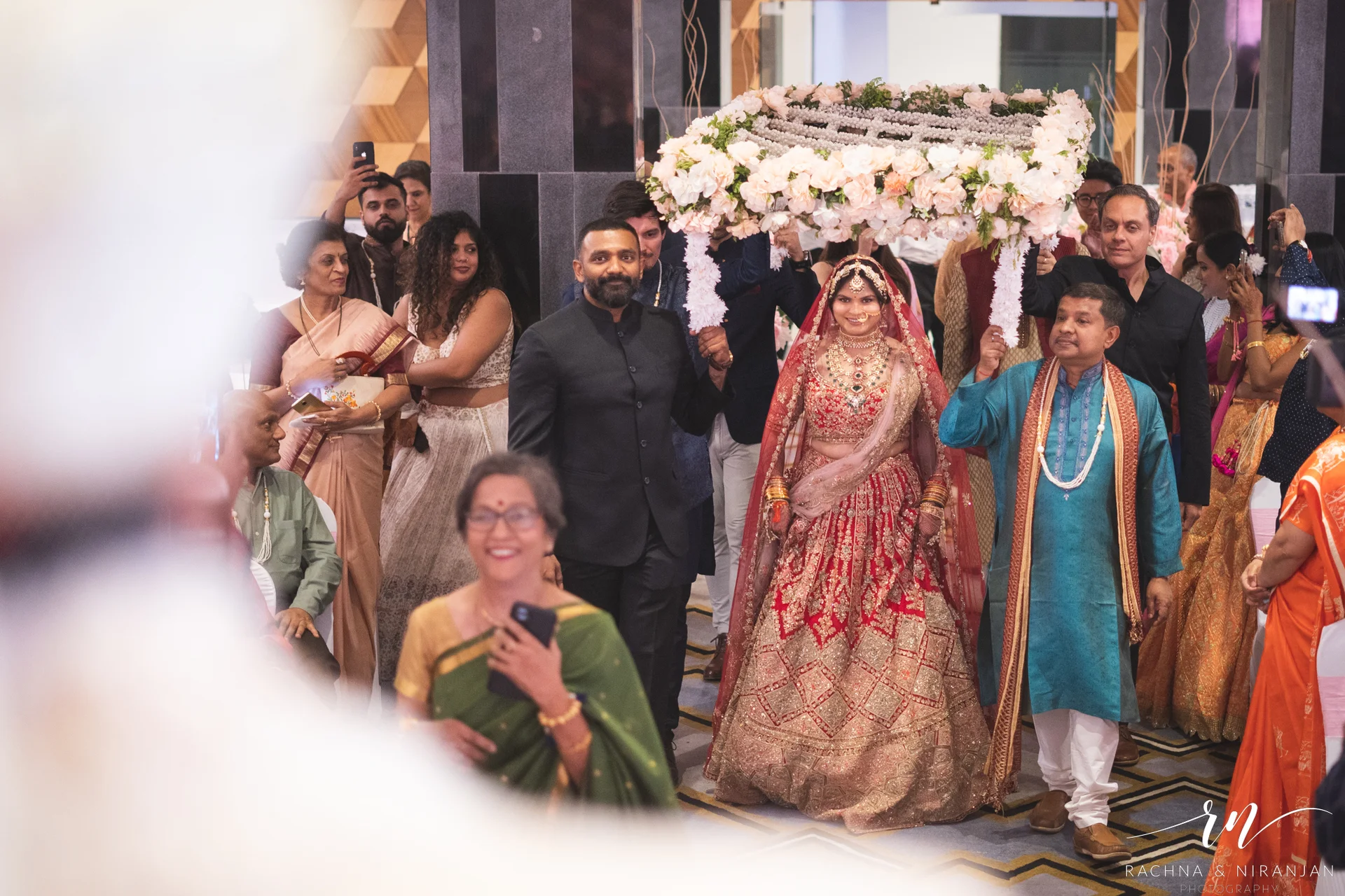 rand bridal entry of Pratiksha at Amanora The Fern, Pune – captured with grace and emotion by wedding photographers in Pune.