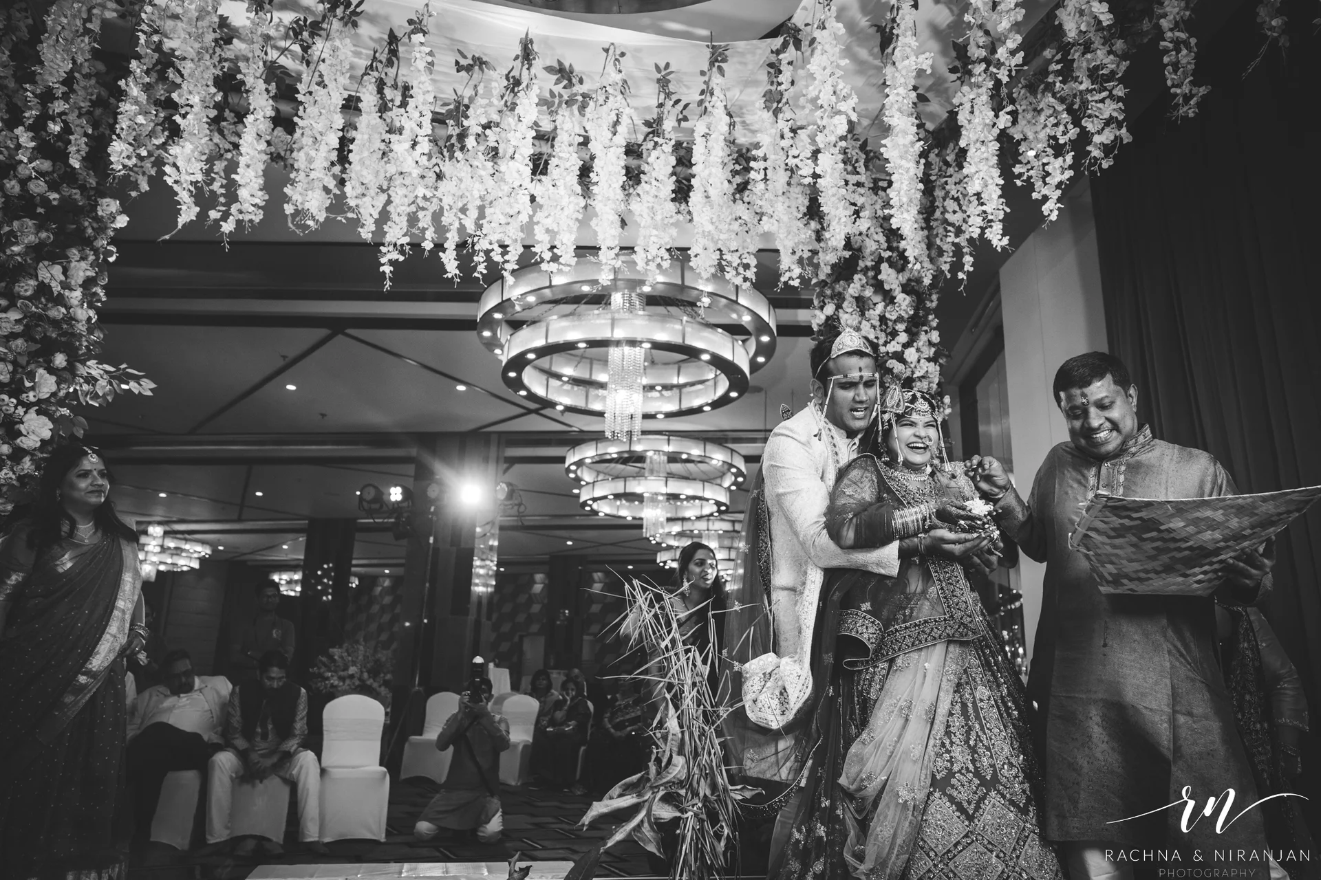 Graceful black and white close-up of Pratiksha at her Bihari wedding – showcasing raw emotion and elegance