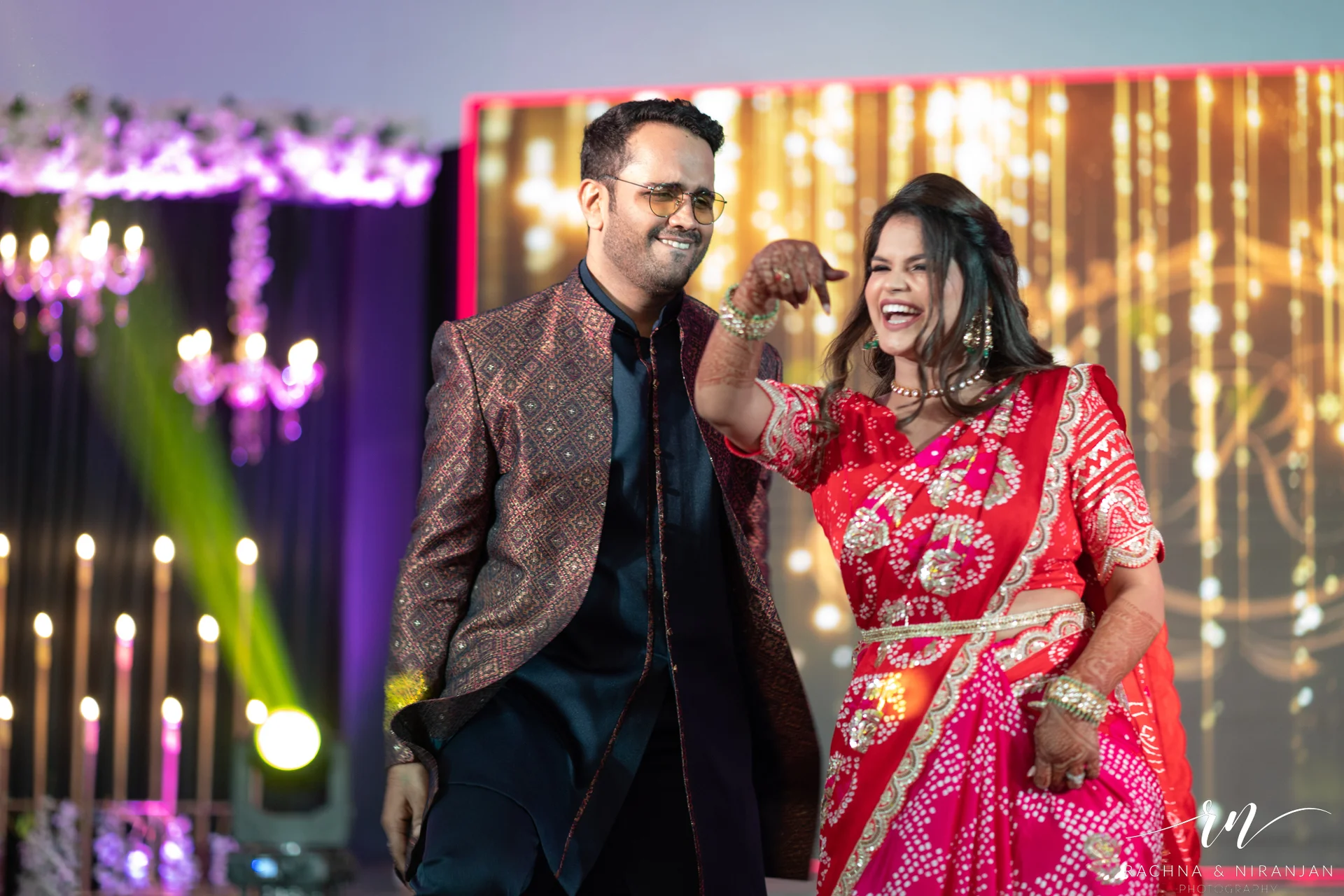 High-energy dance performance by Pratiksha & Rohit during their Sangeet at Amanora The Fern, Pune – captured by top candid wedding photographers in Pune