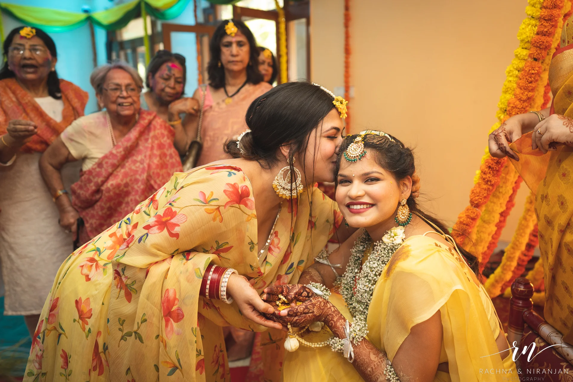 Traditional Haldi ceremony moment of bride Pratiksha at Amanora The Fern – filled with colors, rituals, and raw emotion