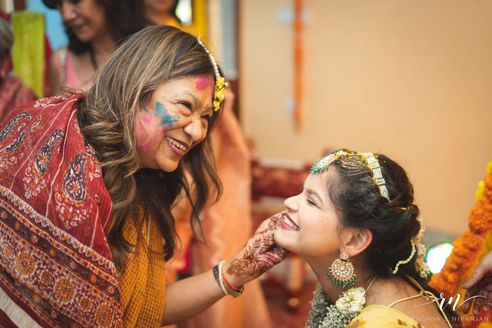 Traditional Haldi ceremony moment of bride Pratiksha at Amanora The Fern, Pune