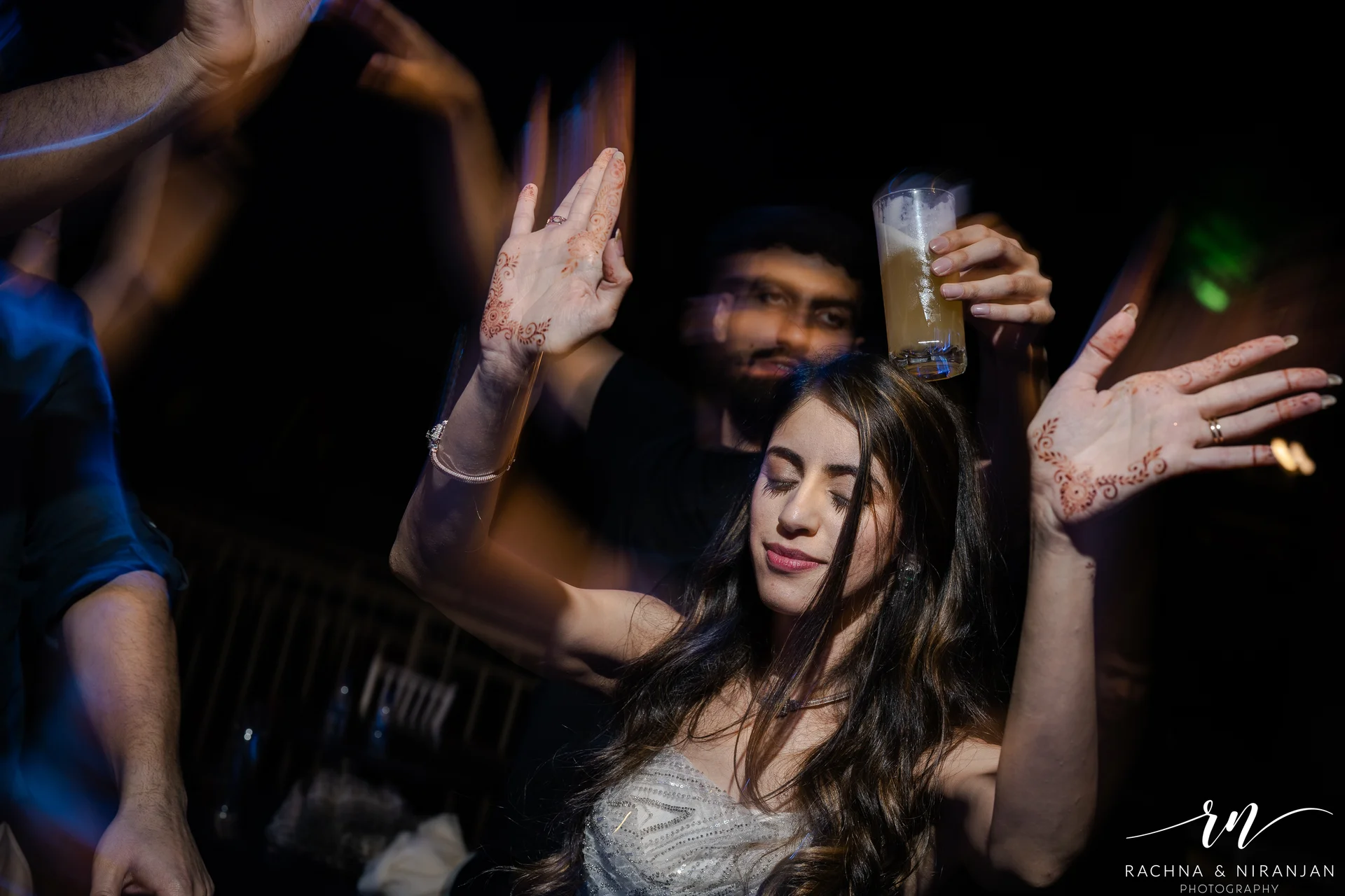Candid dance photography at destination wedding sangeet night 