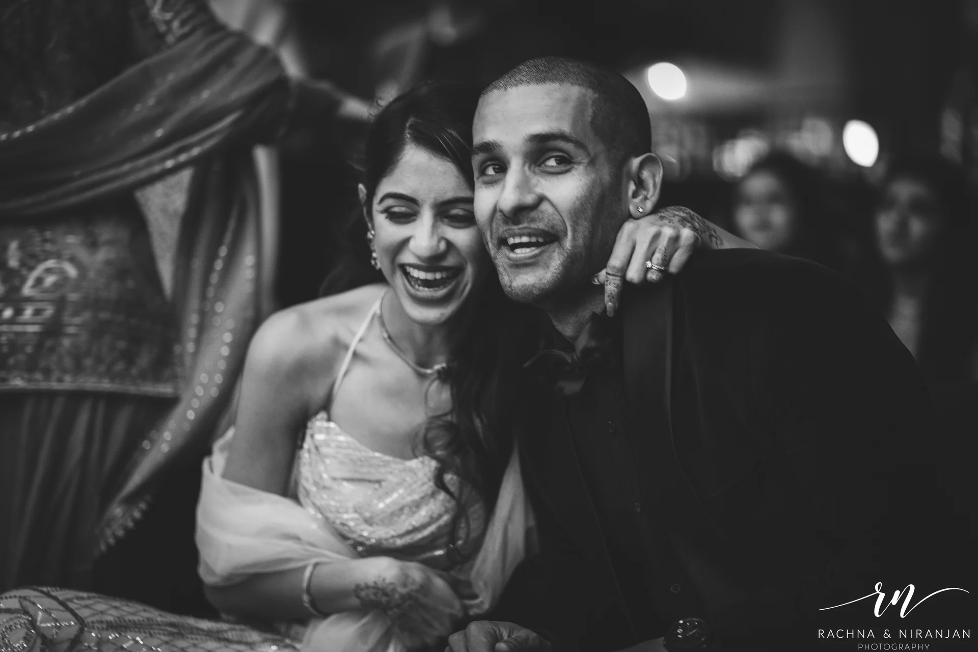 Moody cinematic wedding photography during sangeet night