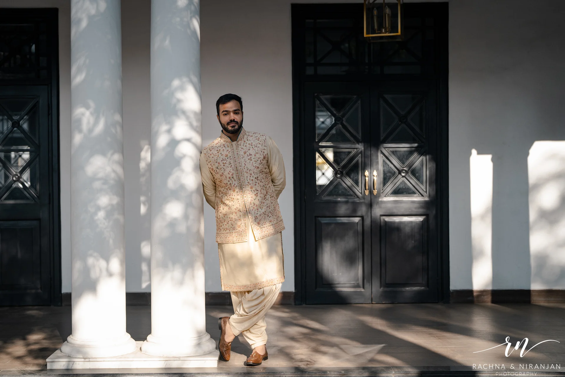 Calm groom moment at outdoor Marathi wedding in Pune