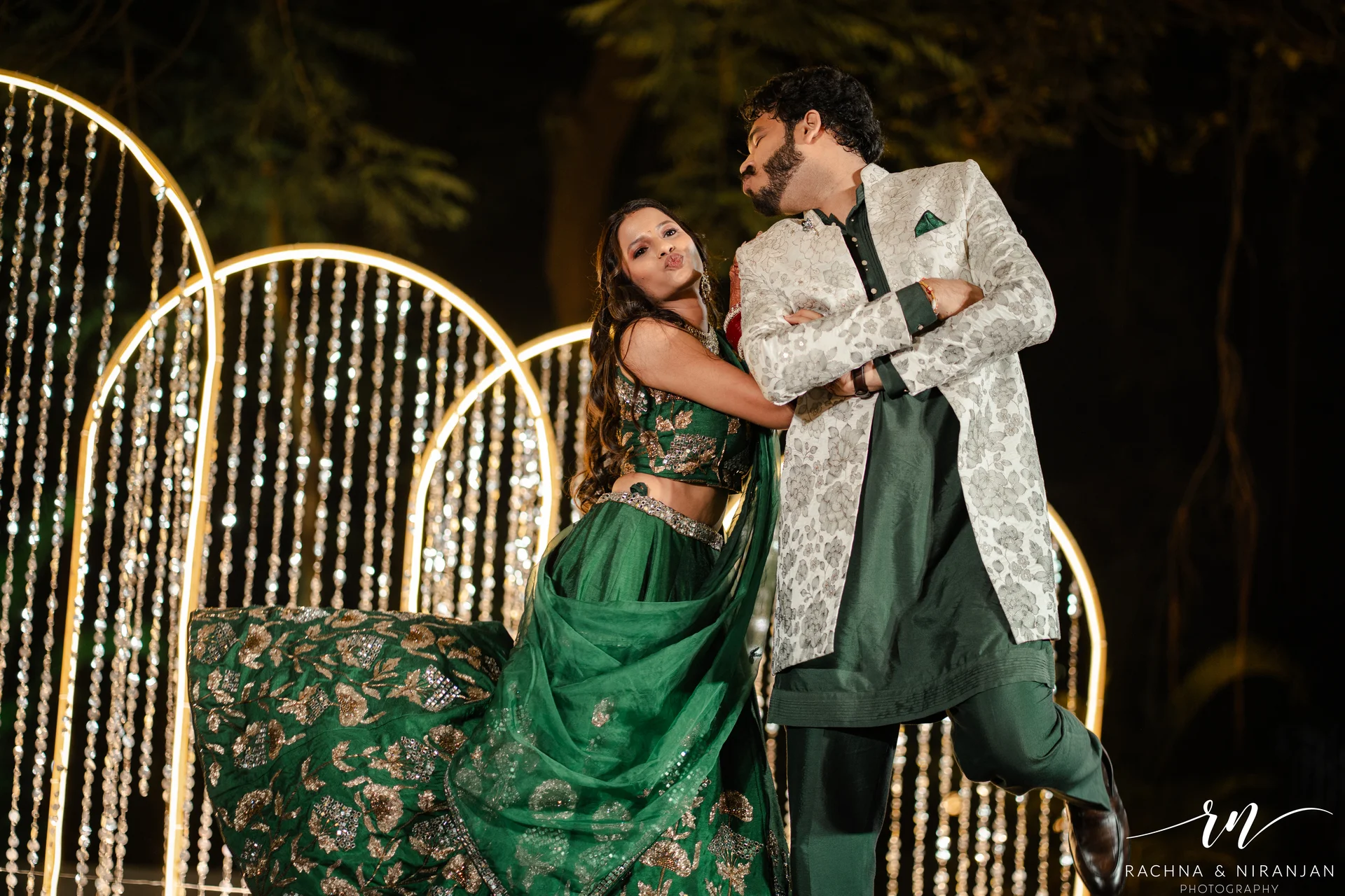 Bride and groom enjoying reception celebration in Pune wedding