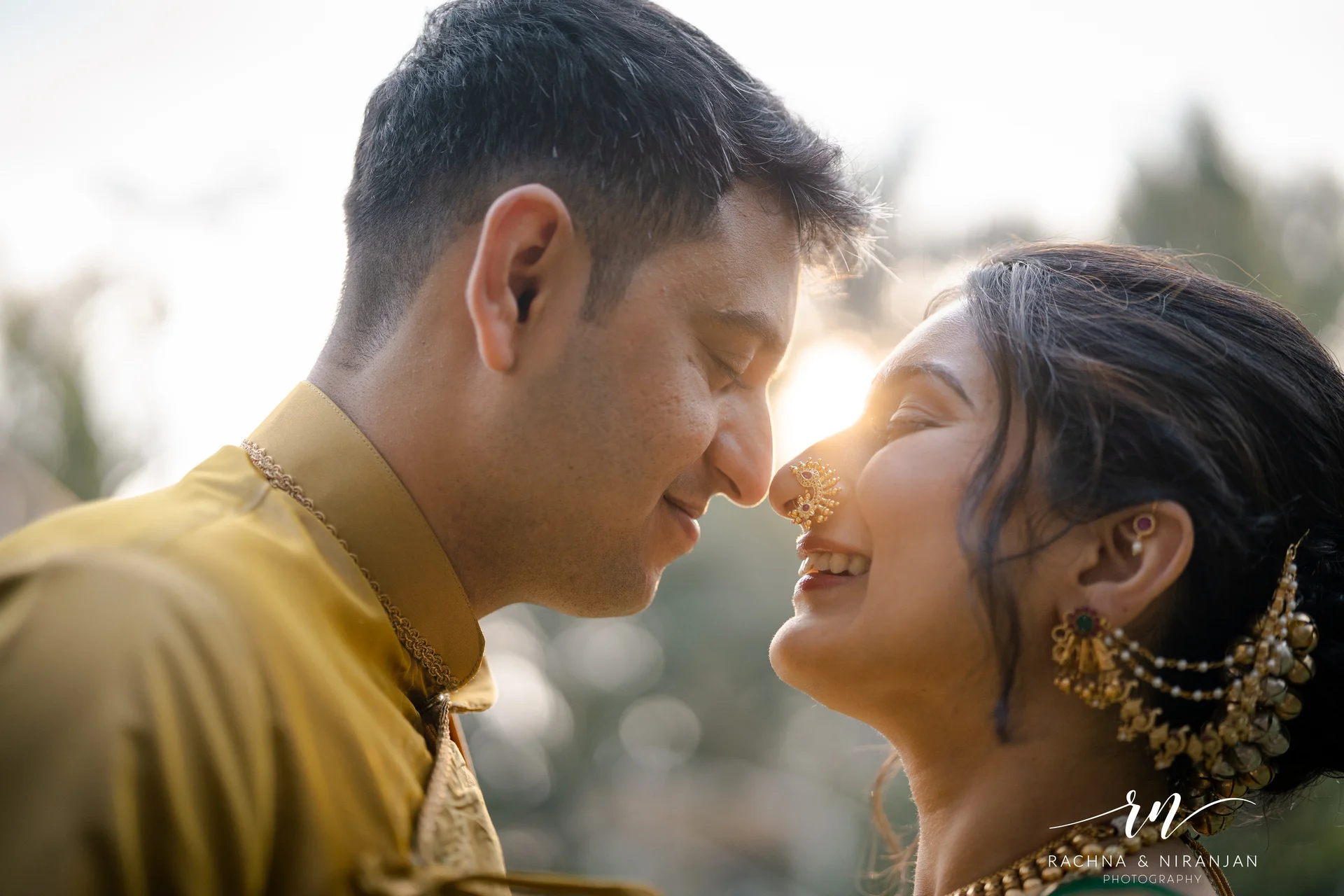 Bride and groom portrait from Maharashtrian wedding at Sub Area Mess Pune 