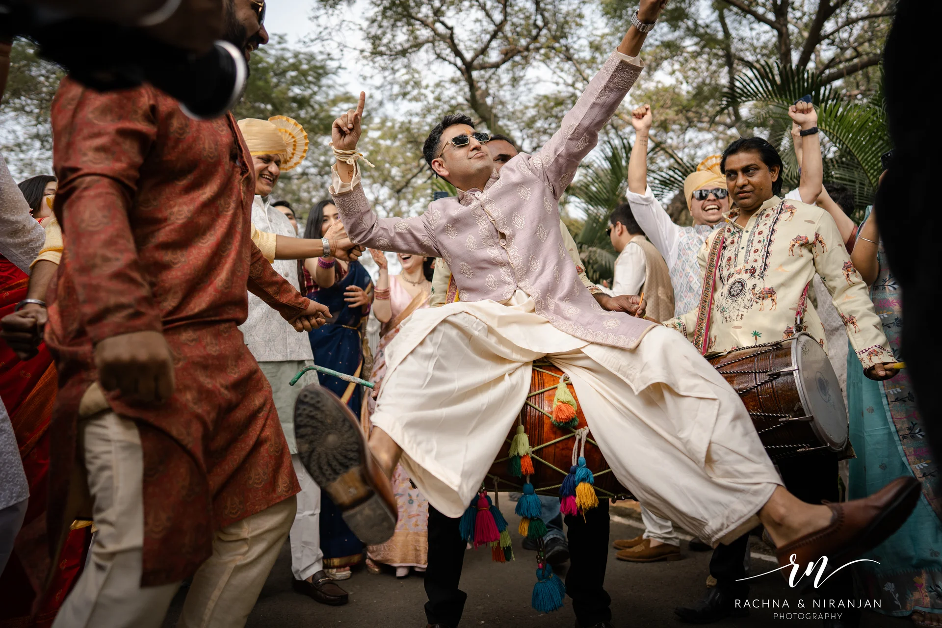 Family blessings during Maharashtrian wedding ceremony Pune 