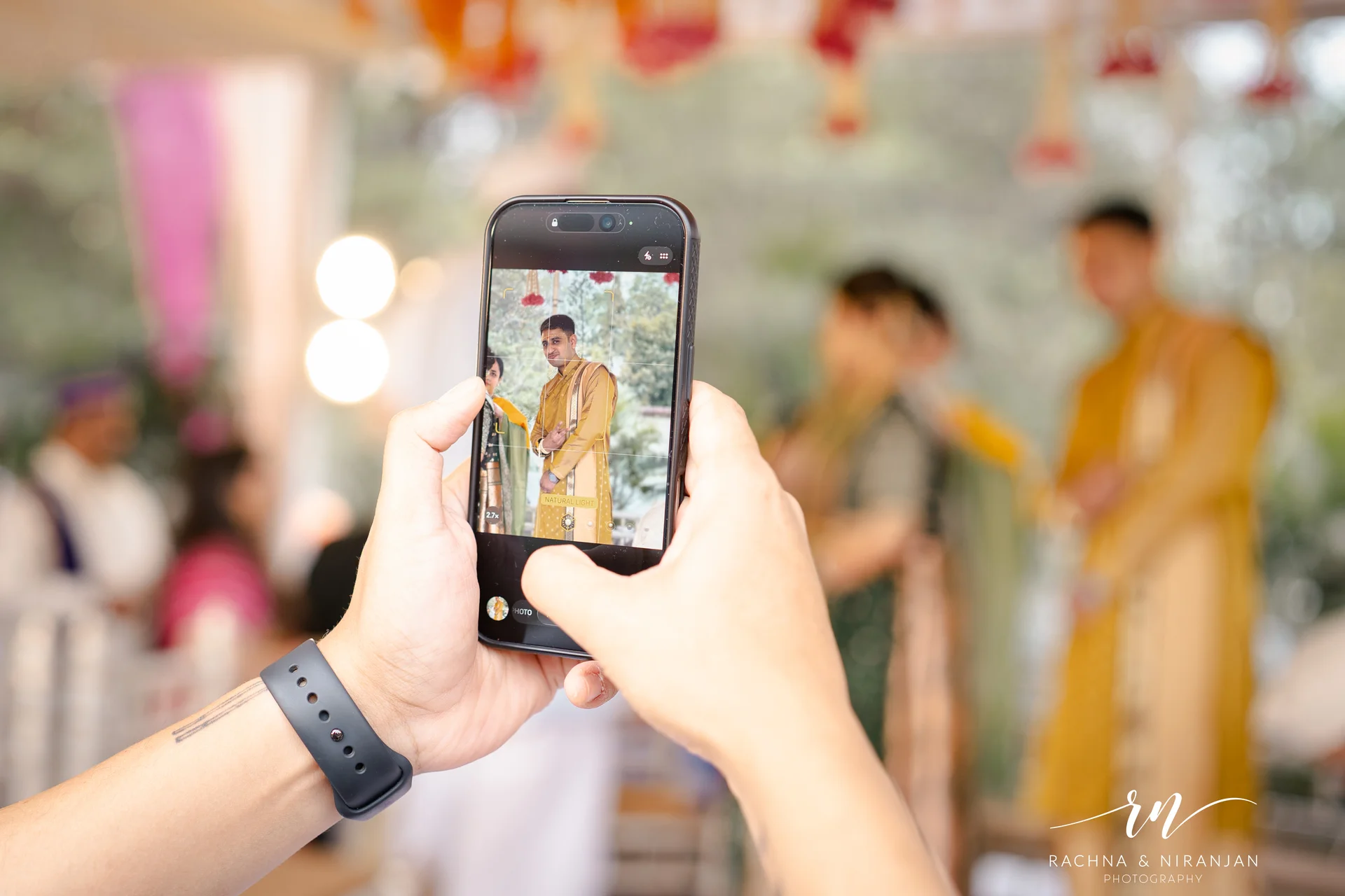 Wedding guests celebrating Maharashtrian wedding traditions