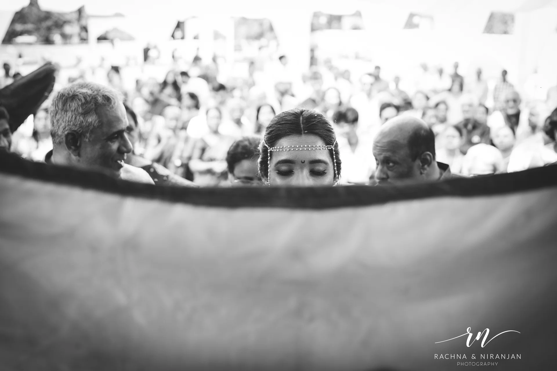 Black and white side profile portrait of bride — fine art wedding photography Pune