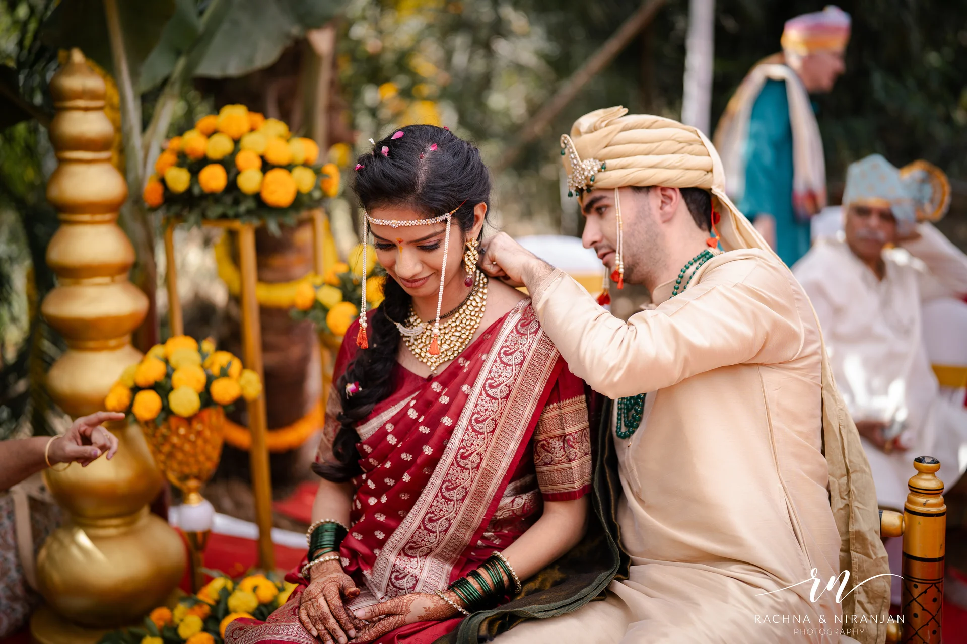 Bride and groom during wedding rituals