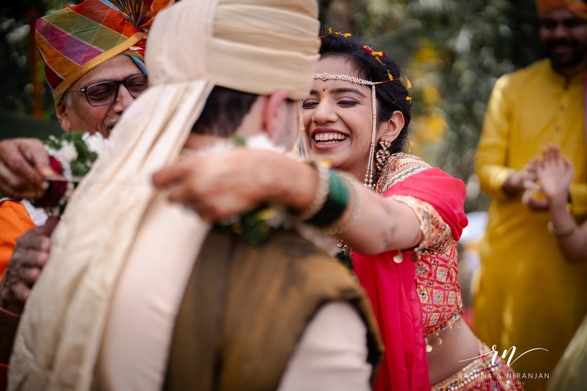 Romantic couple portrait at farmhouse wedding in Panshet, Pune